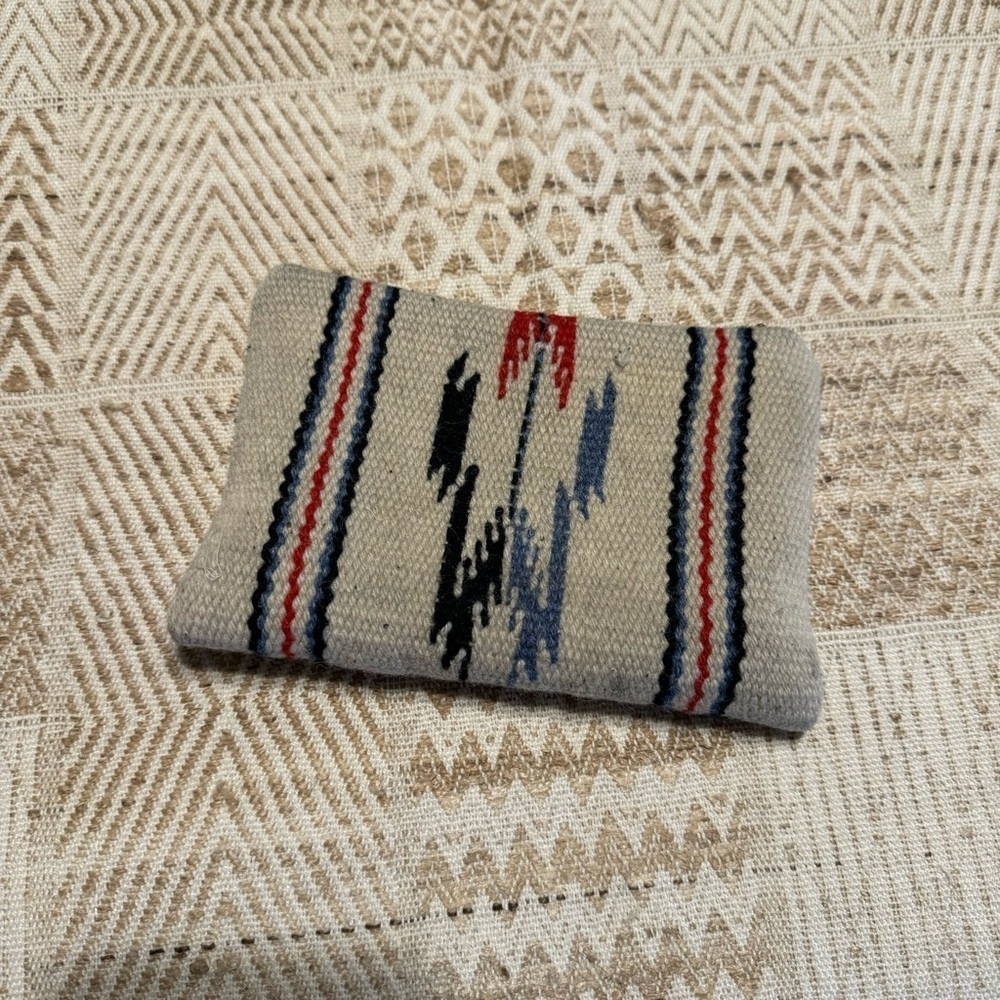 Vintage Handwoven Wool Chimayo Coin Purse Makeup Bag by Ganscraft